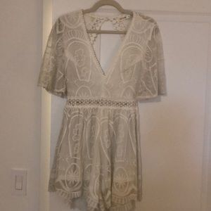 White floral lace romper